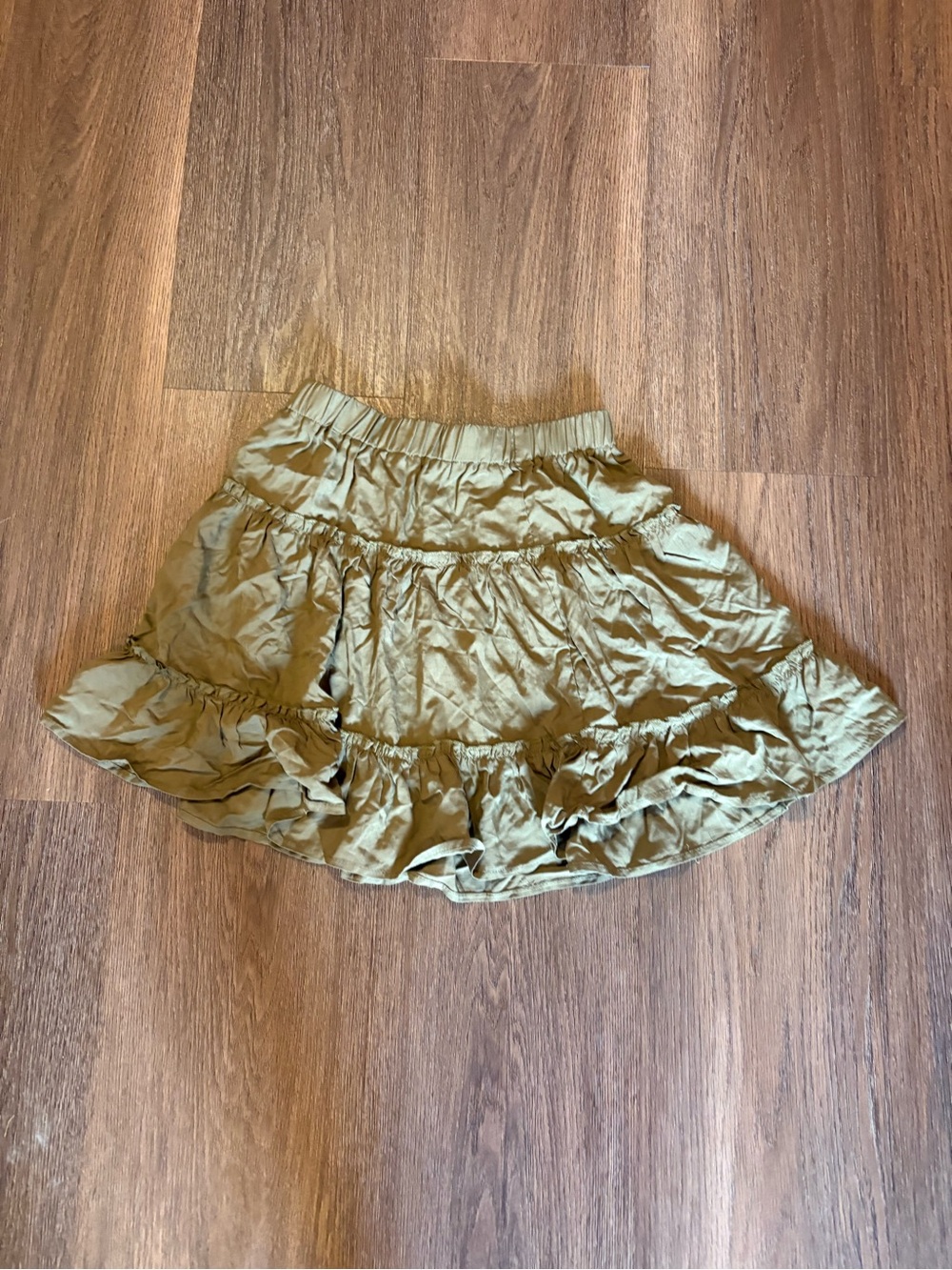 Tiered Ruffle Mini Skirt in Olive